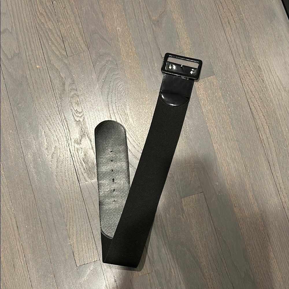Wide Black Belt with Metal Buckle ya